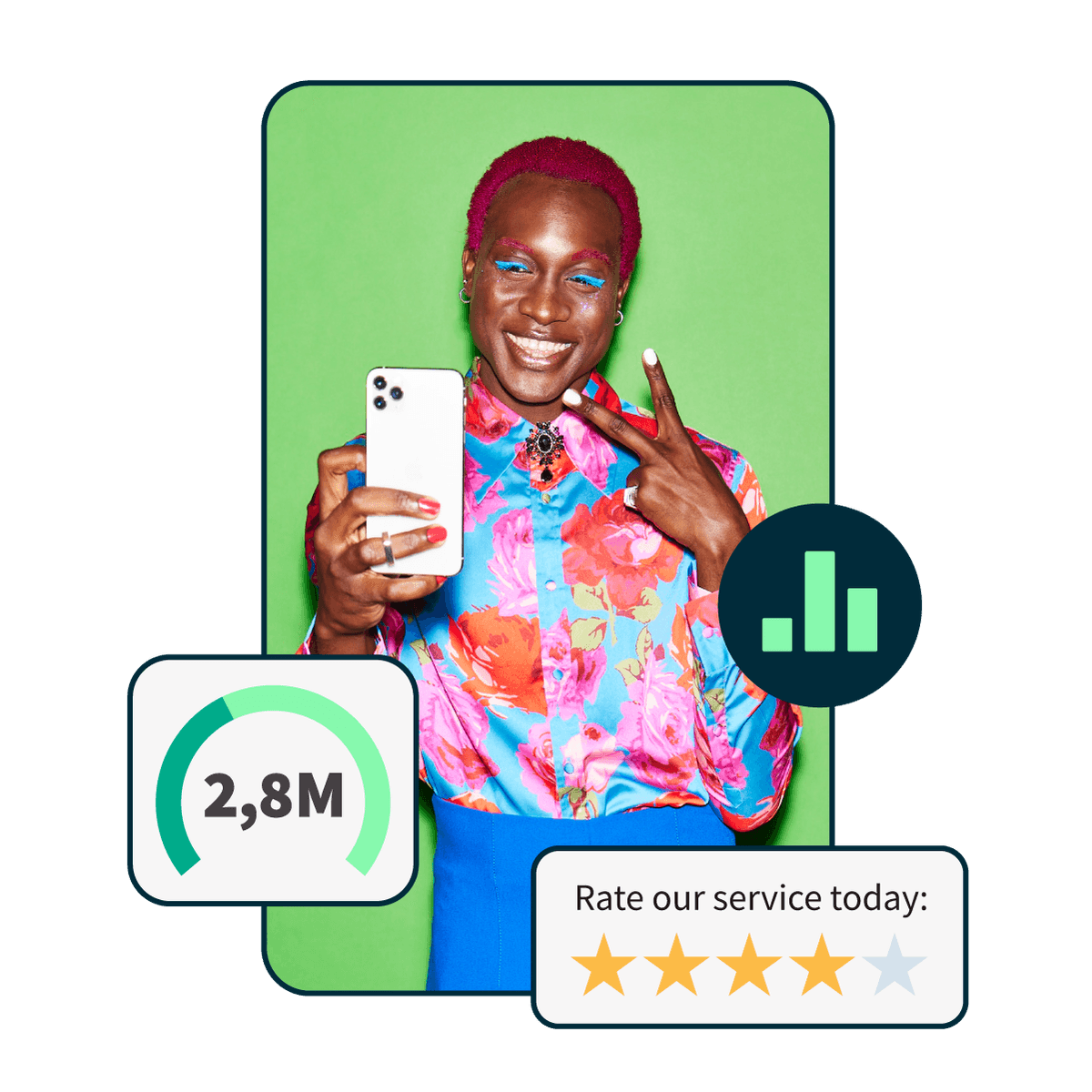 A girl with green background, 4 star.