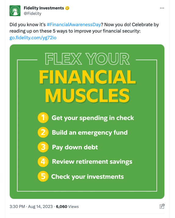 Schermata instagram di Fidelity investments