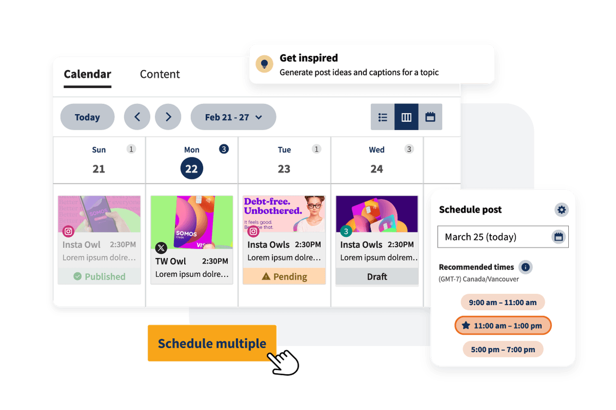 Calendar and post scheduling example
