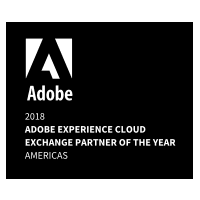 Badge commémorant le prix Adobe Experience Cloud Exchange Partner of the Year obtenu par Hootsuite