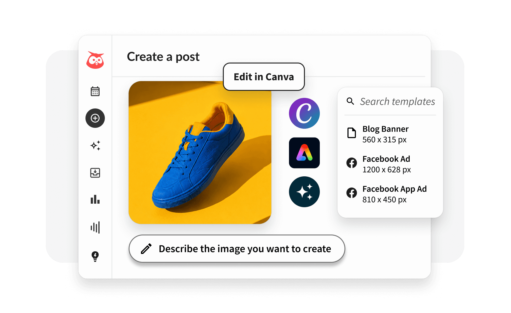Hootsuite Canva templates, media library, and publishing tools