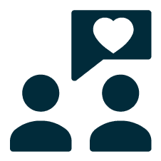 icono de dos personas y un globo de texto con un corazón