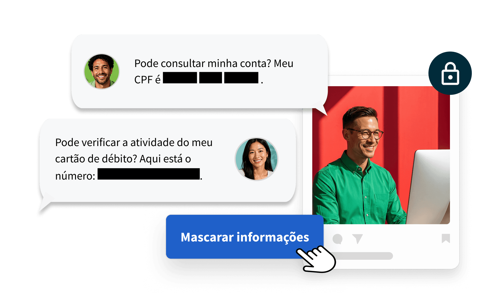 Caixa de entrada do Hootsuite com tratamento de PII, mascaramento de mensagens e recursos de segurança
