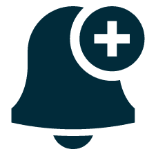 campana con el icono del signo más